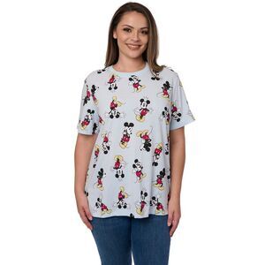Women's Plus Size Disney Mickey Mouse T-Shirt All-Over Print Blue Cotton Poly